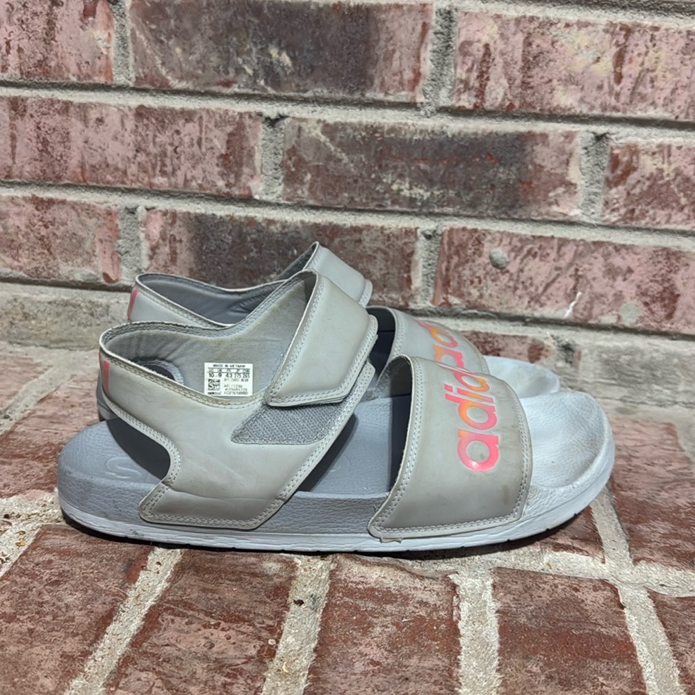 womens Adidas grey and pink sandals size 10
